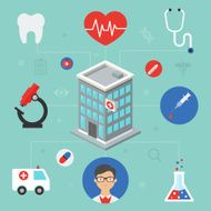 Medical diagnosis concept flat icons vector illustration