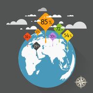 World map infographic template Design elements N2