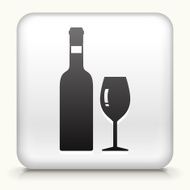 White Square Button with Wine Icon N2