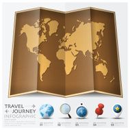Travel And Journey World Map With Point Mark Infographic
