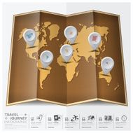 Travel And Journey World Map With Point Mark Continent Infographic