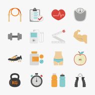 Fitness and health icons with white background N2