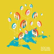 Conceptual image with social networks Flat isometry N14