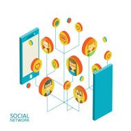 Conceptual image with social networks Flat isometry N15