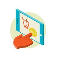 Vector concept of online shop in 3d line design N2