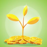 Tree Gold coin cartoon vector N2
