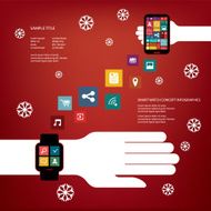 Smart watch concept vector illustration with various applications icons
