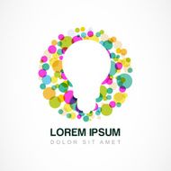Abstract vector logo design Colorful circles with light bulb silhouette