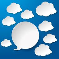 Speech Bubbles With Clouds Blue Background