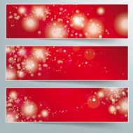 Three Christmas Banner Red Background