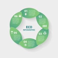 Vector green leaves circle round sign infographic Template for diagram