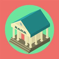 Bank finance flat isometric icon