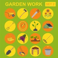 Garden work icon set Working tools N5