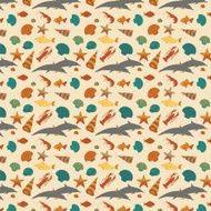 Sea animals background pattern Vector flat style