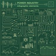 Power energy industry infographic electric systems set element N2