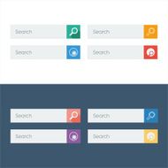 Search flat design icons set in colorful bars for graphic N2