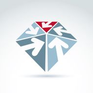 Vector abstract 3D icon with five arrow symbol