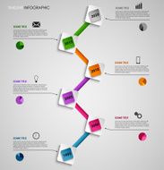 Time line info graphic colored square design template