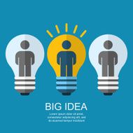Creative light bulb with people Vector flat illustration N2