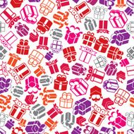 Gift boxes seamless background vector icons set