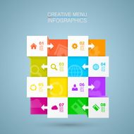 Square menu icons for infographic N2