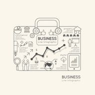 Flat linear Infographic World Business Bag Outline concept