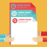 Document files in hands isolated background Flat vector illustration N3