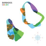 Abstract vector color map of Barbados with transparent paint effect