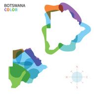 Abstract vector color map of Botswana with transparent paint effect