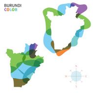 Abstract vector color map of Burundi with transparent paint effect