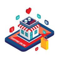 Flat 3d isometric design concept Shopping and e-commerce N4