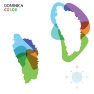 Abstract vector color map of Dominica with transparent paint effect