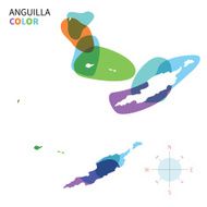Abstract vector color map of Anguilla with transparent paint effect