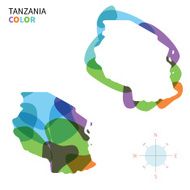 Abstract vector color map of Tanzania with transparent paint effect
