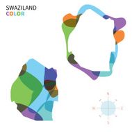 Abstract vector color map of Swaziland with transparent paint effect