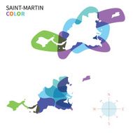 Abstract vector color map of Saint-Martin with transparent paint effect