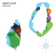 Abstract vector color map of Saint Lucia with transparent paint