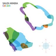 Abstract vector color map of Saudi Arabia with transparent paint