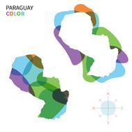 Abstract vector color map of Paraguay with transparent paint effect