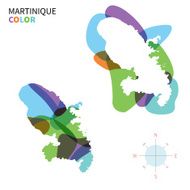 Abstract vector color map of Martinique with transparent paint effect