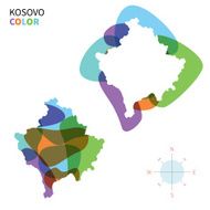 Abstract vector color map of Kosovo with transparent paint effect