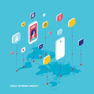 Social network and technology concept Global communication N2