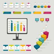 Collection of colorful flat infographic elements N11