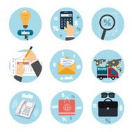 Business office and marketing items icons N18