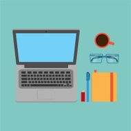 Vector laptop office set