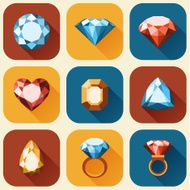 Flat diamond icons collection N2