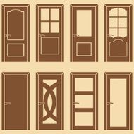 vector set of 8 brown door icons