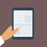 Human hand holds tablet pc with opened site page