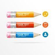 Vector text boxes infographics icon and pencil