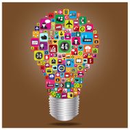 Light bulb with business and social media icon infographics N2